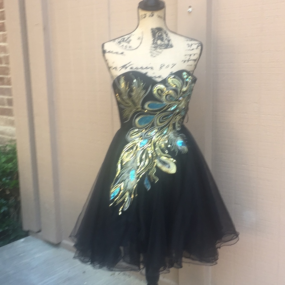 Beautiful Windsor Peacock Strapless Jeweled Dress